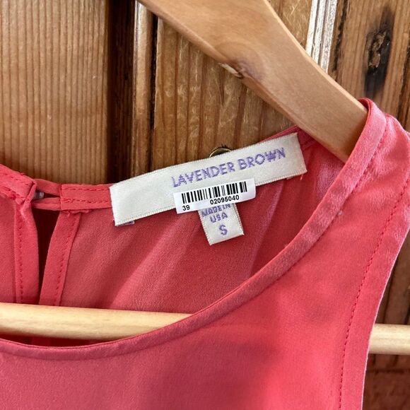 Lavender Brown Small Pink Cold Shoulder Blouse Silk Coral Salmon - Picture 2 of 5